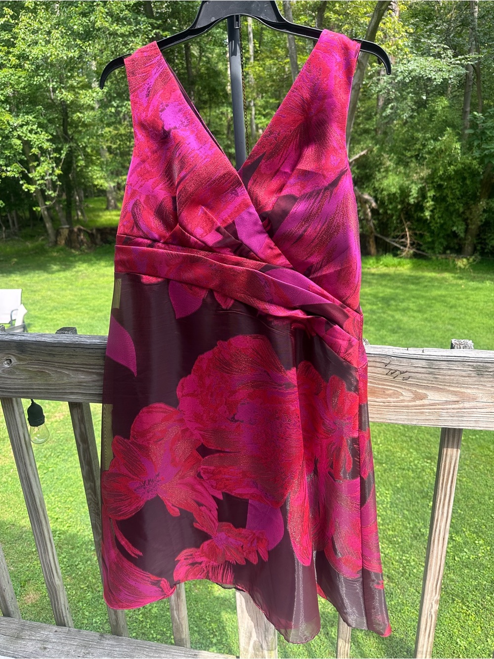 Adrianna Papell Magenta and Burgundy  Floral Dress